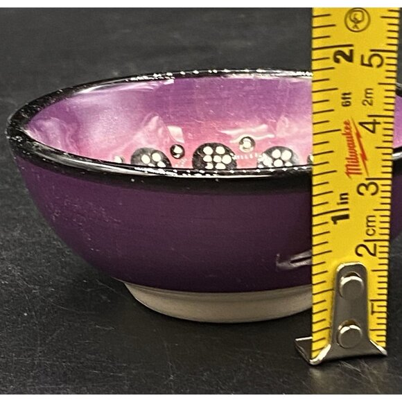 Mexican Hand Painted Tulip Mini Bowl Trinket Side Dish Red Salt Cellar - Picture 7 of 8